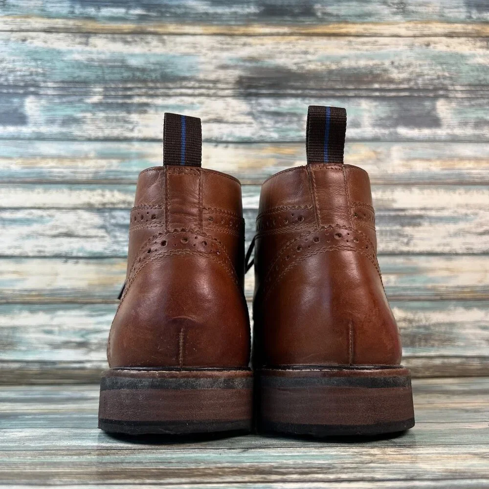 Nunn Bush Chukka Boot Size 11M Brown Leather Brogue Lace Up Lightweight Dress